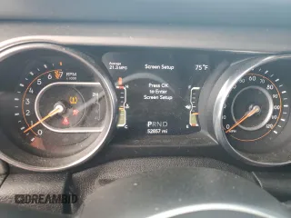 2021 Jeep Wrangler Unlimited Sahara z VIN 1C4HJXEGXMW631033, wystawiony jako Copart lot #75080754 z przebiegiem 52 857 mil mil oraz Szkoda całkowita • Salvage title. Historia ofert i sprzedaży dostępna na DreamBid. Obrazek 9.