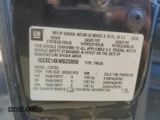 2006 Chevrolet Silverado 1500 Work Truck with VIN 3GCEC14X46G233569, listed as a Copart auction lot 53571885 with 186,342 mi miles and Salvage Title. Bid and sale history available at carsss.com. Image 12.