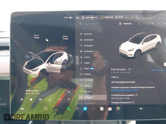 2025 Tesla Model Y Long Range z VIN 7SAYGDED7SA373784, wystawiony jako IAAI lot #41881719 z przebiegiem 1 192 mil mil oraz . Historia ofert i sprzedaży dostępna na DreamBid. Obrazek 18.