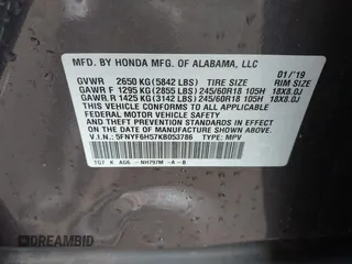 2019 Honda Pilot EX-L with VIN 5FNYF6H57KB053786, listed as a IAAI auction lot 42161832 with 89,326 mi miles and . Bid and sale history available at carsss.com. Image 9.