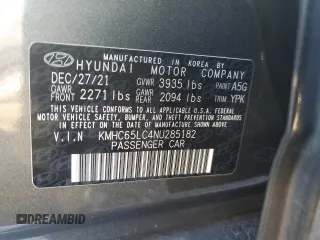 2022 Hyundai Ioniq Blue с VIN KMHC65LC4NU285182, выставлен на аукционе Copart как лот 83334084 с пробегом 226 581 миль миль и Списание • Salvage title. История ставок и продаж доступна на DreamBid. Изображение 13.