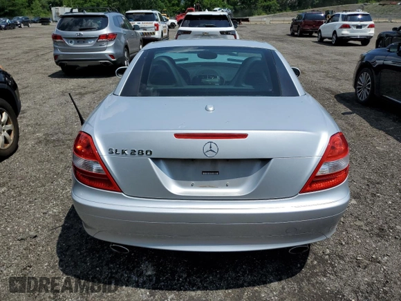 2006 Mercedes-Benz SLK 280 with VIN WDBWK54F66F107123, listed as a Copart auction lot 62306965 with 70,880 mi miles and Salvage title. Bid and sale history available at DreamBid. Image 6.