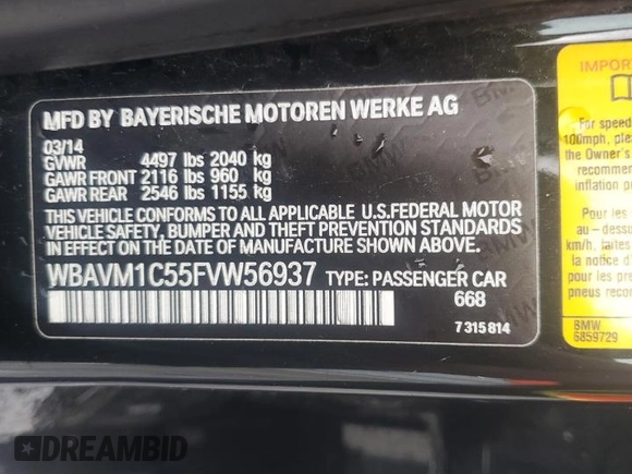 2015 BMW X1 sDrive28i with VIN WBAVM1C55FVW56937, listed as a Copart auction lot 45050785 with 77,736 mi miles and Salvage Title. Bid and sale history available at carsss.com. Image 14.