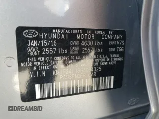 2016 Hyundai Sonata Hybrid Limited with VIN KMHE34L18GA034325, listed as a Copart auction lot 63405933 with 40,279 mi miles. Bid and sale history available at carsss.com. Image 12.