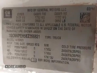 2014 Chevrolet Silverado 1500 Work Truck with VIN 1GCNKPEH5EZ266821, listed as a IAAI auction lot 41570036 with 125,916 mi miles and . Bid and sale history available at DreamBid. Image 9.