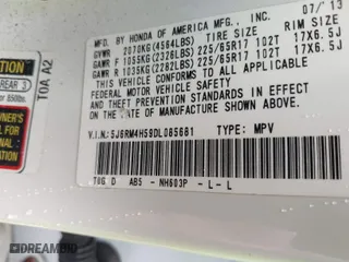 2013 Honda CR-V EX with VIN 5J6RM4H59DL085681, listed as a IAAI auction lot 40008278 with NaN miles. Bid and sale history available at carsss.com. Image 9.