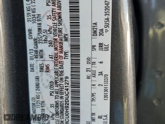 2013 Ford Escape SEL with VIN 1FMCU0H92DUC41279, listed as a Copart auction lot 49709175 with 192,449 mi miles and Salvage Title. Bid and sale history available at carsss.com. Image 13.