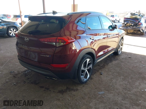 2016 Hyundai Tucson Limited with VIN KM8J33A21GU069937, listed as a IAAI auction lot 41861070 with 126,716 mi miles. Bid and sale history available at carsss.com. Image 4.
