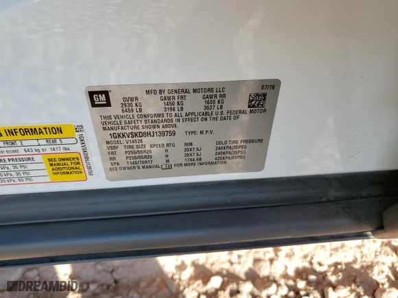 2017 GMC Acadia Limited Limited with VIN 1GKKVSKD8HJ139759, listed as a Copart auction lot 46650035 with 93,290 mi miles and Salvage Title. Bid and sale history available at carsss.com. Image 15.