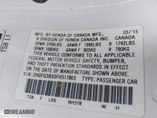 2015 Honda Civic Coupe LX with VIN 2HGFG3B55FH517865, listed as a IAAI auction lot 42056572 with 147,074 mi miles. Bid and sale history available at carsss.com. Image 9.