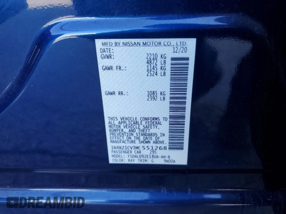 2021 Nissan LEAF SV Plus with VIN 1N4BZ1CV3MC551268, listed as a Copart auction lot 79765144 with 39,592 mi miles and Salvage title. Bid and sale history available at DreamBid. Image 12.