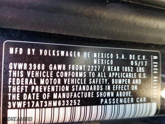2017 Volkswagen Beetle 1.8T S with VIN 3VWF17AT3HM633252, listed as a Copart auction lot 81899254 with 144,566 mi miles and Salvage Title. Bid and sale history available at carsss.com. Image 12.