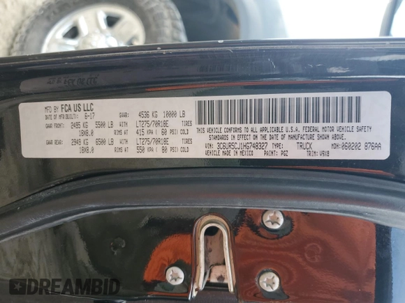 2017 Ram 2500 Tradesman with VIN 3C6UR5CJ1HG748327, listed as a Copart auction lot 60210935 with 152,549 mi miles and Salvage title. Bid and sale history available at DreamBid. Image 12.