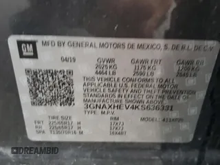 2019 Chevrolet Equinox LS z VIN 3GNAXHEV4KS636331, wystawiony jako Copart lot #86087094 z przebiegiem 109 875 mil mil oraz Szkoda całkowita • Salvage title. Historia ofert i sprzedaży dostępna na DreamBid. Obrazek 14.
