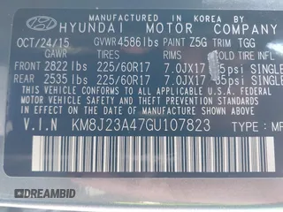 2016 Hyundai Tucson SE z VIN KM8J23A47GU107823, wystawiony jako IAAI lot #41732096 z przebiegiem 158 931 mil mil oraz . Historia ofert i sprzedaży dostępna na DreamBid. Obrazek 9.