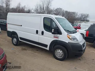 2021 Ram ProMaster Cargo Van with VIN 3C6LRVAG4ME573600, listed as a IAAI auction lot 41112929 with 10,588 mi miles. Bid and sale history available at carsss.com. Image 1.