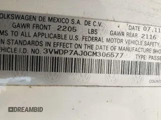 2012 Volkswagen Jetta SE with VIN 3VWDP7AJ0CM306577, listed as a IAAI auction lot 42585620 with 235,667 mi miles and . Bid and sale history available at DreamBid. Image 9.