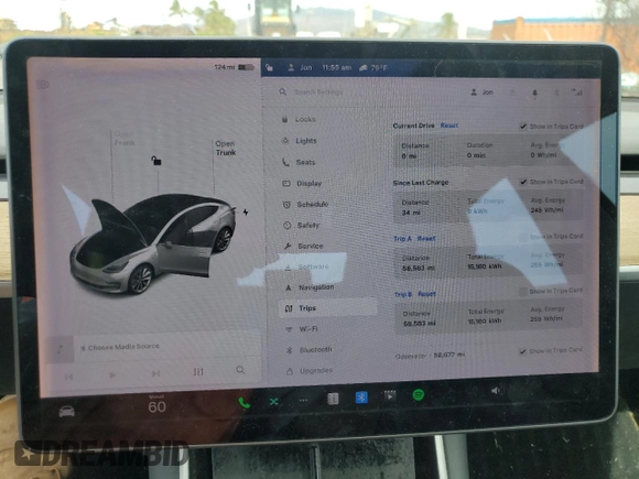 2018 Tesla Model 3 Long Range Battery with VIN 5YJ3E1EB8JF091116, listed as a Copart auction lot 43281485 with 58,677 mi miles and Salvage Title. Bid and sale history available at DreamBid. Image 9.
