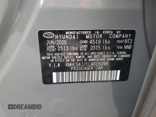 2020 Hyundai Sonata Hybrid Limited with VIN KMHL54JJ1LA016098, listed as a Copart auction lot 73276294 with 40,906 mi miles and Salvage Title. Bid and sale history available at carsss.com. Image 13.