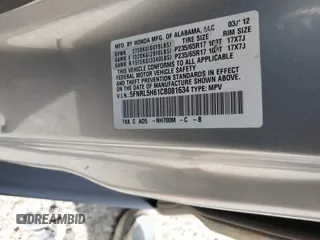 2012 Honda Odyssey EX-L with VIN 5FNRL5H61CB081634, listed as a IAAI auction lot 42760909 with 197,949 mi miles and . Bid and sale history available at DreamBid. Image 9.