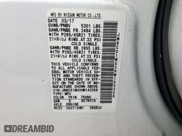 2017 Infiniti QX70 z VIN JN8CS1MU2HM143356, wystawiony jako Copart lot #48197395 z przebiegiem 128 576 mil mil oraz Szkoda całkowita • Salvage title. Historia ofert i sprzedaży dostępna na DreamBid. Obrazek 14.