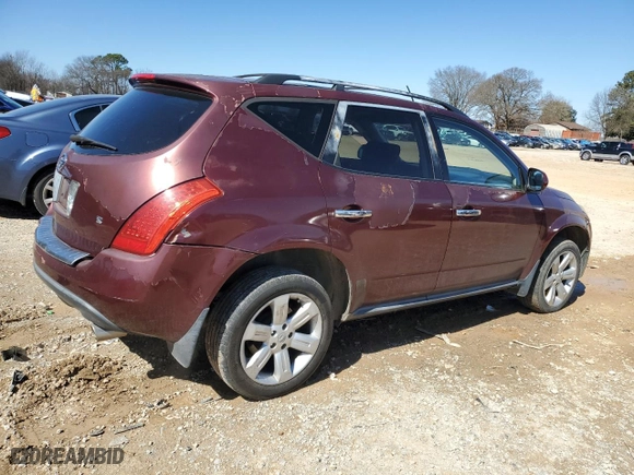 2006 Nissan Murano SL with VIN JN8AZ08T06W419713, listed as a Copart auction lot 47955125 with 142,994 mi miles and Salvage Title. Bid and sale history available at carsss.com. Image 3.