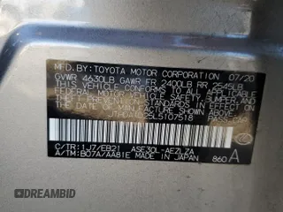 2020 Lexus IS 300 with VIN JTHDA1D25L5107518, listed as a Copart auction lot 87176444 with 20,664 mi miles and Salvage title. Bid and sale history available at DreamBid. Image 13.