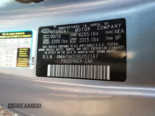 2011 Hyundai Genesis Coupe with VIN KMHHT6KD2BU052167, listed as a Copart auction lot 41340295 with 117,048 mi miles and Salvage title. Bid and sale history available at DreamBid. Image 14.