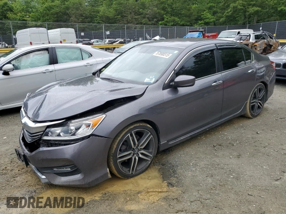 2016 Honda Accord Sport with VIN 1HGCR2F55GA116883, listed as a Copart auction lot 57898515 with 233,007 mi miles and Salvage title. Bid and sale history available at DreamBid. Image 1.