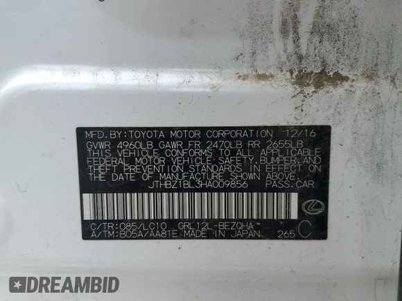 2017 Lexus GS 350 z VIN JTHBZ1BL3HA009856, wystawiony jako Copart lot #53319405 z przebiegiem 120 062 mil mil oraz Czysty tytuł • Clean title. Historia ofert i sprzedaży dostępna na DreamBid. Obrazek 13.