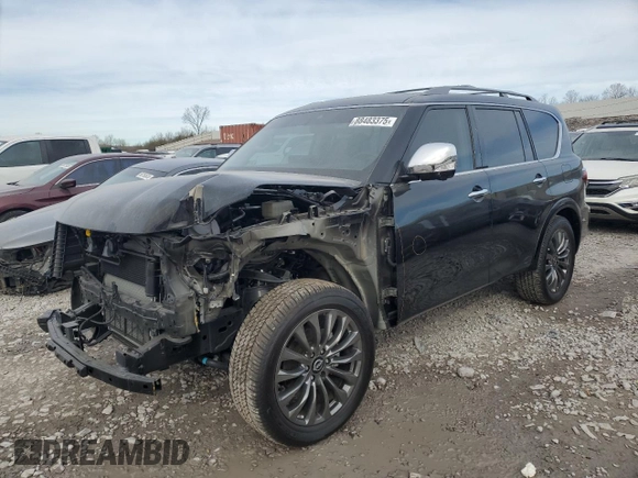 2024 Nissan Armada Platinum with VIN JN8AY2DB1R9850527, listed as a Copart auction lot 88483375 with 7,420 mi miles and Salvage Title. Bid and sale history available at carsss.com. Image 1.
