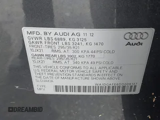 2013 Audi Q7 3.0T S line Prestige with VIN WA1DGAFE6DD009137, listed as a IAAI auction lot 40692368 with 99,060 mi miles. Bid and sale history available at carsss.com. Image 9.