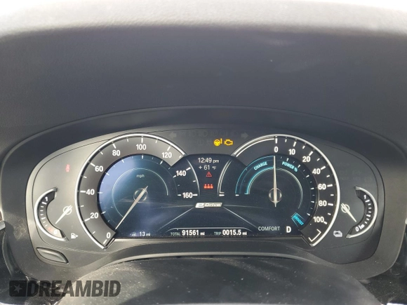 2018 BMW 5 Series 530e with VIN WBAJA9C52JB249643, listed as a Copart auction lot 43581825 with 91,561 mi miles and Salvage title. Bid and sale history available at DreamBid. Image 9.