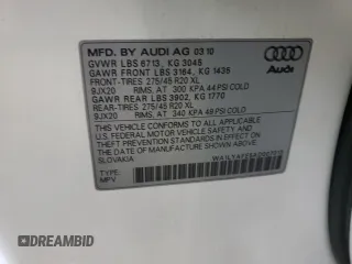 2010 Audi Q7 Premium Plus с VIN WA1LYAFE5AD007013, выставлен на аукционе Copart как лот 82365914 с пробегом 218 321 миль миль и Чистый • Clean title. История ставок и продаж доступна на DreamBid. Изображение 13.
