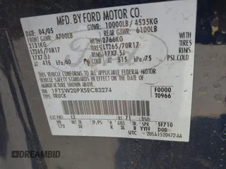 2005 Ford F-250 XL with VIN 1FTSW20PX5EC83274, listed as a IAAI auction lot 42279325 with Not provided miles and . Bid and sale history available at DreamBid. Image 9.