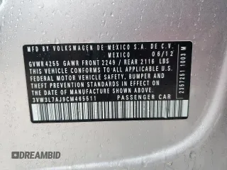 2012 Volkswagen Jetta Sedan TDI with VIN 3VW3L7AJ9CM465511, listed as a Copart auction lot 46002935 with 139,126 mi miles and Salvage Title. Bid and sale history available at carsss.com. Image 14.