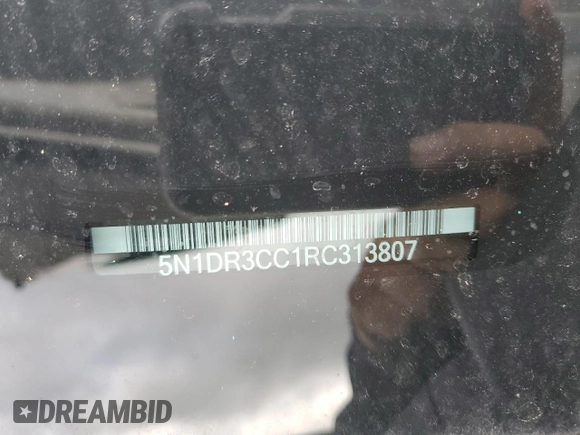 2024 Nissan Pathfinder SL with VIN 5N1DR3CC1RC313807, listed as a Copart auction lot 55822515 with 7,625 mi miles and Salvage title. Bid and sale history available at DreamBid. Image 12.