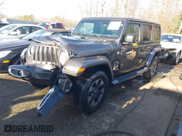 2018 Jeep Wrangler Unlimited Sahara with VIN 1C4HJXEN5JW203879, listed as a IAAI auction lot 41131467 with 87,065 mi miles and . Bid and sale history available at DreamBid. Image 2.