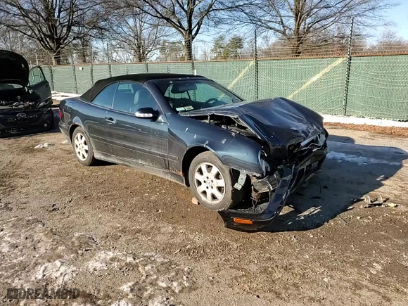 2002 Mercedes-Benz CLK-Class with VIN WDBLK65G42T110338, listed as a Copart auction lot 88675525 with 167,677 mi miles and Salvage Title. Bid and sale history available at carsss.com. Image 10.