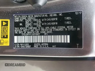 2018 Toyota Highlander SE with VIN 5TDJZRFH1JS816807, listed as a Copart auction lot 57179805 with 92,327 mi miles and Salvage title. Bid and sale history available at DreamBid. Image 14.
