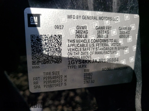 2018 Cadillac Escalade ESV Platinum z VIN 1GYS4KKJXJR136884, wystawiony jako Copart lot #41769395 z przebiegiem Nie podano mil oraz Szkody całkowita. Historia ofert i sprzedaży dostępna na DreamBid. Obrazek 14.