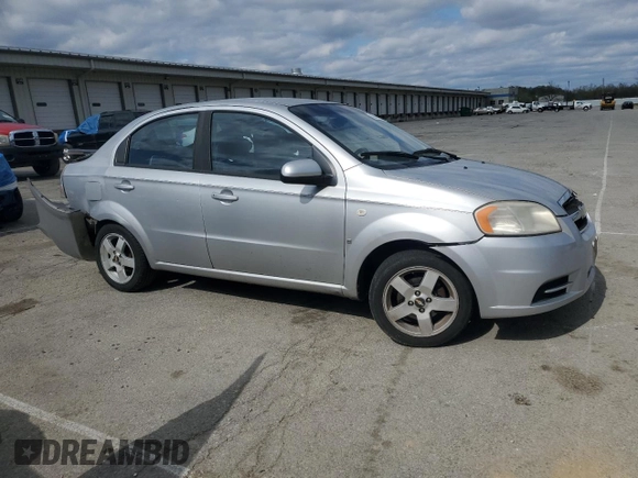2007 Chevrolet Aveo LT with VIN KL1TG56687B114450, listed as a Copart auction lot 53069435 with 150,469 mi miles and Salvage title. Bid and sale history available at DreamBid. Image 4.