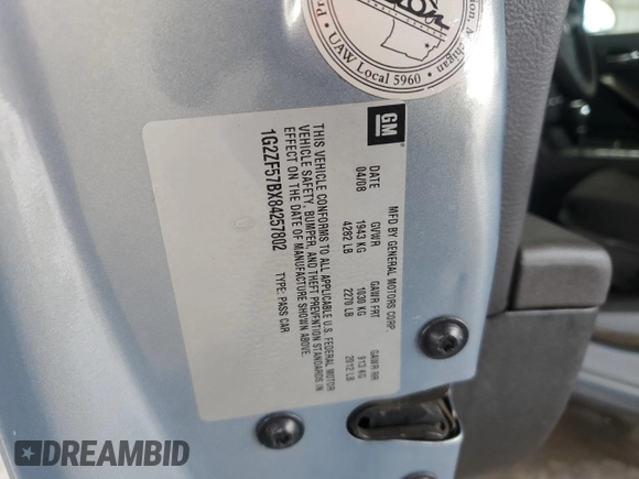 2008 Pontiac G6 1SV Value Leader z VIN 1G2ZF57BX84257802, wystawiony jako Copart lot #57128325 z przebiegiem 106 349 mil mil oraz Szkoda całkowita • Salvage title. Historia ofert i sprzedaży dostępna na DreamBid. Obrazek 12.