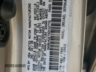 2009 Toyota Corolla with VIN 1NXBU40E79Z012776, listed as a Copart auction lot 83183994 with 191,051 mi miles and Salvage Title. Bid and sale history available at carsss.com. Image 12.
