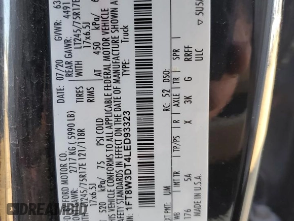 2020 Ford F-350 XL с VIN 1FT8W3DT4LED93323, выставлен на аукционе Copart как лот 88700635 с пробегом 198 587 миль миль и Списание • Salvage title. История ставок и продаж доступна на DreamBid. Изображение 12.