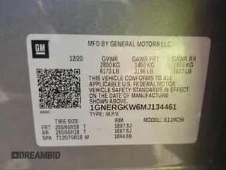 2021 Chevrolet Traverse LT Cloth с VIN 1GNERGKW6MJ134461, выставлен на аукционе Copart как лот 58438805 с пробегом 89 975 миль миль и Списание • Salvage title. История ставок и продаж доступна на DreamBid. Изображение 14.