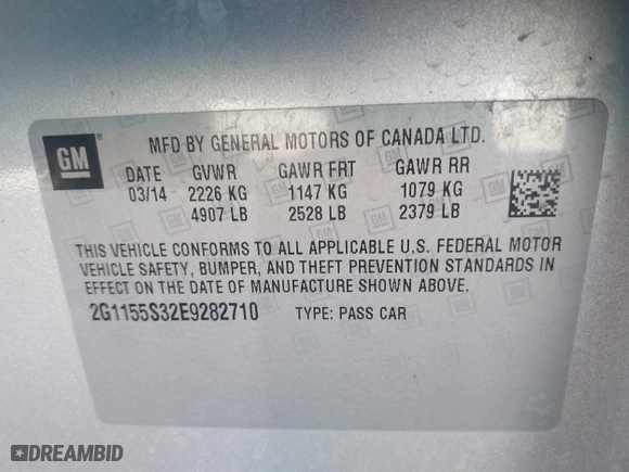 2014 Chevrolet Impala LTZ with VIN 2G1155S32E9282710, listed as a IAAI auction lot 41250424 with 154,486 mi miles. Bid and sale history available at carsss.com. Image 9.