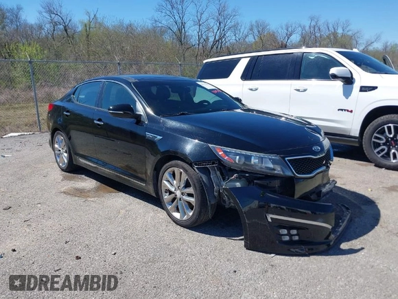 2015 Kia Optima SX Turbo with VIN 5XXGR4A62FG419859, listed as a IAAI auction lot 41805481 with 166,602 mi miles. Bid and sale history available at carsss.com. Image 1.