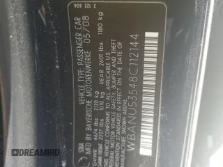 2008 BMW 5 Series 528i with VIN WBANU53548C112144, listed as a Copart auction lot 61643135 with 223,189 mi miles and Clean title. Bid and sale history available at DreamBid. Image 12.