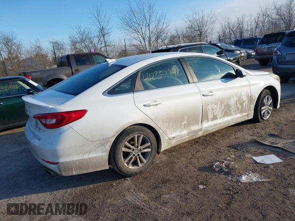 2017 Hyundai Sonata 2.4L with VIN 5NPE24AF8HH523016, listed as a IAAI auction lot 41235187 with 106,757 mi miles and . Bid and sale history available at carsss.com. Image 4.